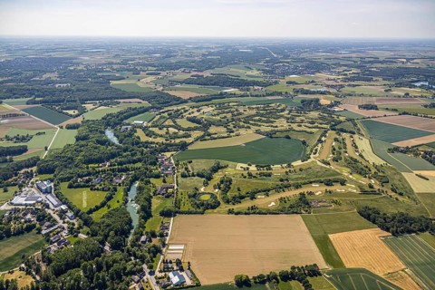 Aerial view, golf course, golf club Op de Niep, Neukirchen-Vluyn, Lower Rhine, North