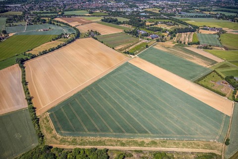 Aerial view, fields Plankendickskendel, Neukirchen-Vluyn, Lower Rhine, North Rhine-Westphalia,