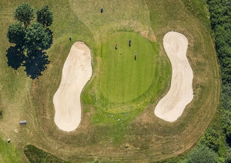 Aerial view, golf course golf club Op de Niep, Neukirchen-Vluyn, Lower Rhine, North