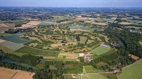 Aerial view, golf course, golf club Op de Niep, Neukirchen-Vluyn, Lower Rhine, North