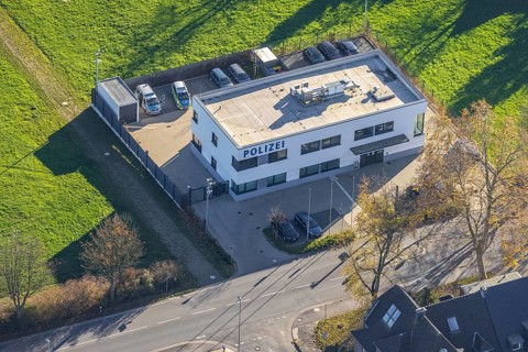 Aerial view, new police station, Niederrheinallee, Neukirchen, Neukirchen-Vluyn, Ruhr area, North