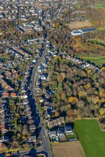 Aerial view, local view Krefelder Straße, New Apostolic Church, Sport- und Freizeitpark Klingerhuf,