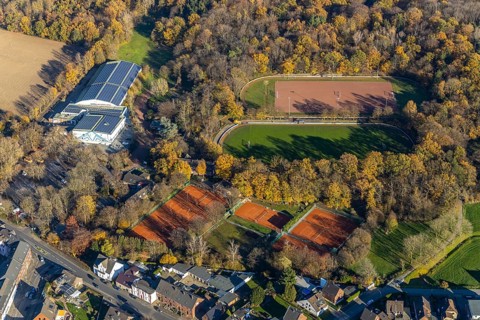 Aerial view, sports and leisure park Klingerhuf, Wilhelm-Reuter-Allee, Neukirchen,