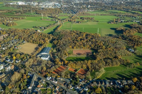 Aerial view, sports and leisure park Klingerhuf, Wilhelm-Reuter-Allee, Neukirchen,