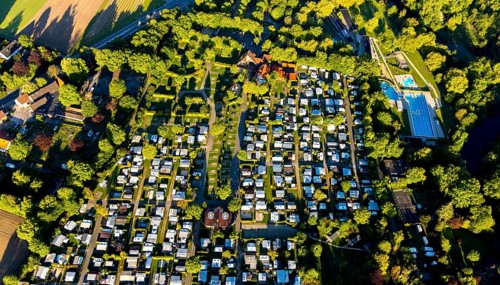 Aerial view, campsite Münster, open-air swimming pool Stapelskotten, Laerer Werseufer, Münster,
