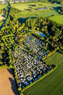 Aerial view, campsite Münster, open-air swimming pool Stapelskotten, Laerer Werseufer, Münster,