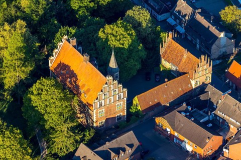 Aerial view, Wolbeck Castle, Drostenhof, Wolbecker Park, Am Steintor, Münster, Münsterland, North