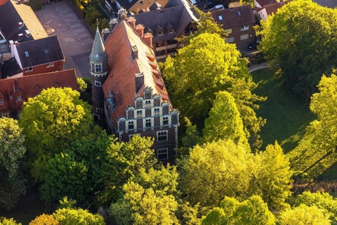 Aerial view, Wolbeck Castle, Drostenhof, Wolbecker Park, Am Steintor, Münster, Münsterland, North