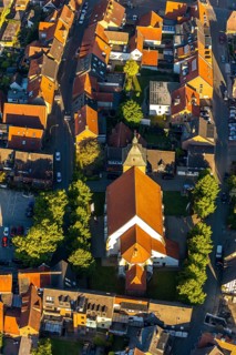 Aerial view, catholic St. Nikolaus church Wolbeck, Münster, Münsterland, North Rhine-Westphalia,
