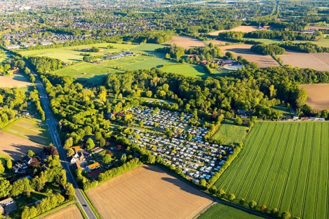 Aerial view, campsite Münster, open-air swimming pool Stapelskotten, Laerer Werseufer, Münster,