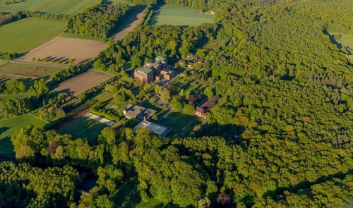 Aerial view, Gymnasium St. Mauritz, Münster, Münsterland, North Rhine-Westphalia, Germany,