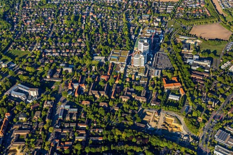 Aerial view, University Hospital Münster, Albert-Schweitzer-Campus, Münster, Münsterland, North