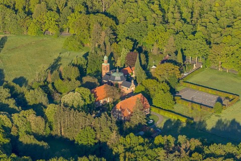 Aerial view, catholic Dyckburg church, Münster, Münsterland, North Rhine-Westphalia, Germany, place