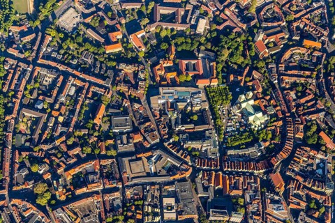 Aerial view, Old Town, Prinzipalmarkt, St Paul's Cathedral, Cathedral SquarePaulus-Dom, Domplatz,