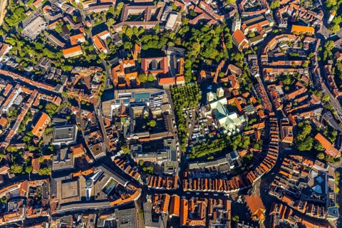 Aerial view, Old Town, Prinzipalmarkt, St Paul's Cathedral, Cathedral SquarePaulus-Dom, Domplatz,