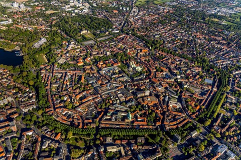 Aerial view, Old Town, Promenadenring, St Paul's Cathedral, Cathedral SquarePaulus-Dom, Domplatz,