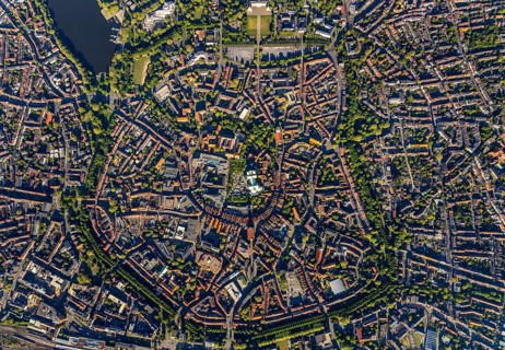 Aerial view, Old Town, Promenadenring, St Paul's Cathedral, Cathedral SquarePaulus-Dom, Domplatz,