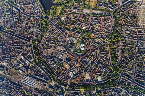Aerial view, Old Town, Promenadenring, St Paul's Cathedral, Cathedral SquarePaulus-Dom, Domplatz,