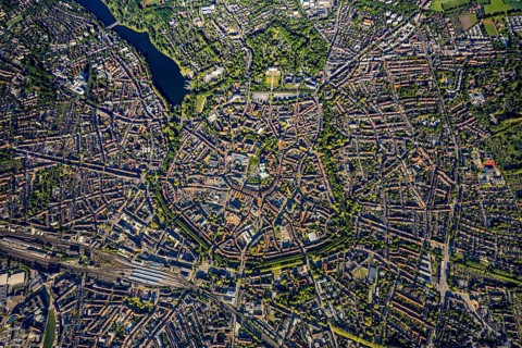 Aerial view, Old Town, Promenadenring, St Paul's Cathedral, Cathedral SquarePaulus-Dom, Domplatz,