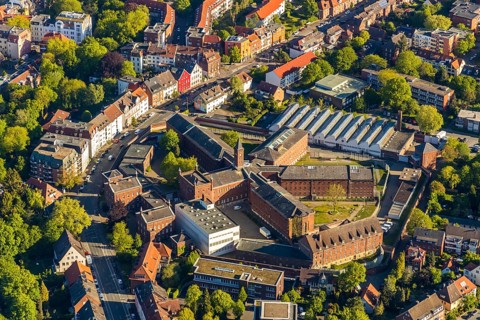 Aerial photograph, Münster prison, Münster, Münsterland, North Rhine-Westphalia, Germany, arrest,