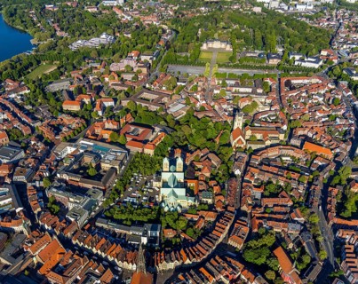 Aerial view, Old Town, Promenadenring, Prinzipalmarkt, St Paul's Cathedral, Cathedral