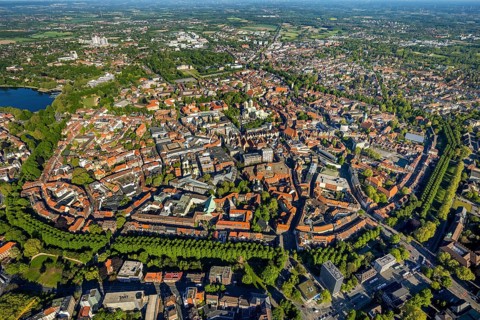 Aerial view, Old Town, Promenadenring, St Paul's Cathedral, Cathedral SquarePaulus-Dom, Domplatz,