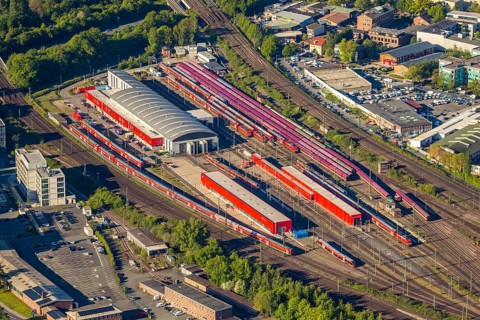 Aerial photo, euro-Express Sonderzüege GmbH, provider of special trains, DB Regio, Münster,