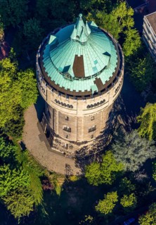Aerial view, water tower Münster-Geistviertel, Münster, Münsterland, North Rhine-Westphalia,