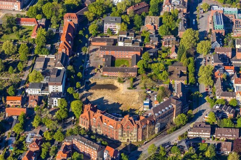 Aerial view, Westfälische Wilhelms-Universität Münster, Examination Office of the Faculty of