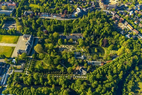 Aerial view, Westfälische Wilhelms-Universität Münster, Schlossplatz, Botanischer Garten,