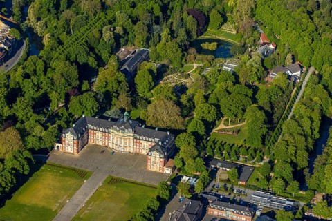 Aerial view, Westfälische Wilhelms-Universität Münster, Schlossplatz, Botanischer Garten,