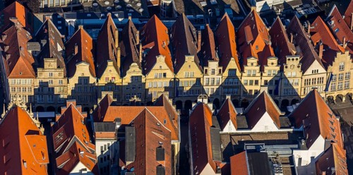 Aerial view, Prinzipalmarkt, Münster, Münsterland, North Rhine-Westphalia, Germany, DE, Europe,