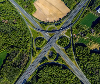 Aerial view, motorway junction Münster-Süd, motorway A1, motorway A43, Münster, Münsterland, North
