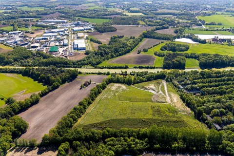 Aerial view, central landfill II, industrial area Hessenweg, Dortmund-Ems-Canal, Münster,