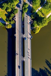 Aerial view, Tormin bridge over the Aasee, Münster, Münsterland, North Rhine-Westphalia, Germany,