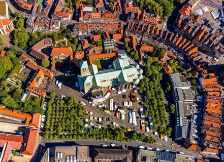 Aerial view, Old Town, Cathedral St.St Paul's Cathedral, Cathedral Square, Catholic Church of Our
