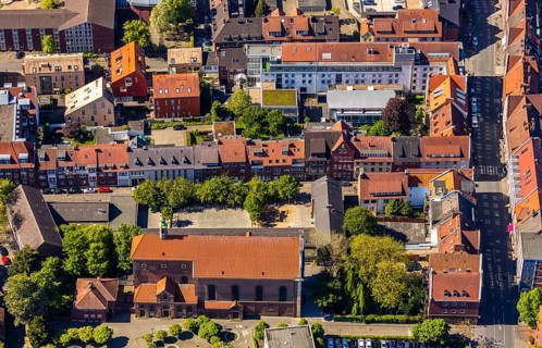 Aerial view, Biserica Greco-Catolica Sf. Ioan Casian, Münster, Münsterland, North Rhine-Westphalia,