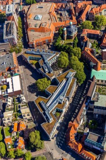 Aerial view, GALERIA Karstadt and shopping centre, Clemenskirche, Münster, Münsterland, North