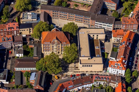 Aerial photo, Überwasserschule, Katthagen 7, Münster, Münsterland, North Rhine-Westphalia, Germany,