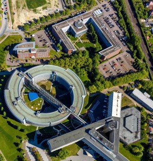 Aerial view, German Pension Insurance Westphalia, Münster, Münsterland, North Rhine-Westphalia,
