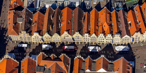 Aerial view, old town, Prinzipalmarkt, gabled houses, Münster, Münsterland, North Rhine-Westphalia,