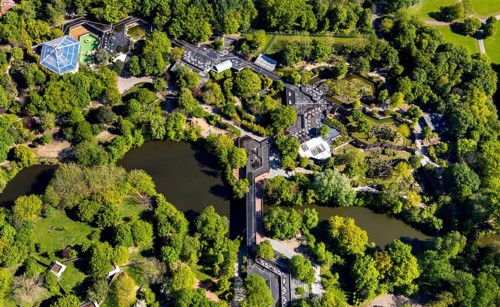 Aerial photo, Allwetterzoo Münster, Gievenbach, Münster, Münsterland, North Rhine-Westphalia,