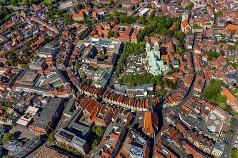 Aerial view, Old Town, Prinzipalmarkt, St Paul's Cathedral, Cathedral SquarePaulus-Dom, Domplatz,