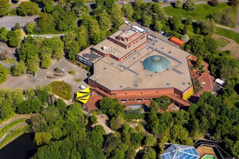 Aerial photo, Allwetterzoo Münster, LWL-Museum für Naturkunde mit Planetarium, Münster,