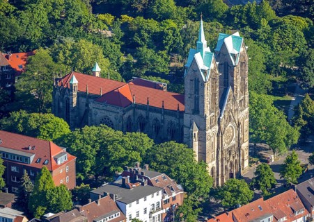 Aerial view, St. Joseph's Catholic Church, Münster, Münsterland, North Rhine-Westphalia, Germany,