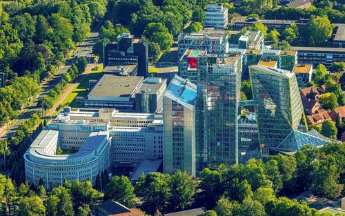 Aerial photo, LVM Versicherung Zentrale, Westdeutsche Lotterie GmbH, Überwasser, Münster,