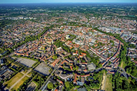 Aerial view, Old Town, Promenadenring, Cathedral St. Paul's Cathedral, Cathedral Square, Catholic