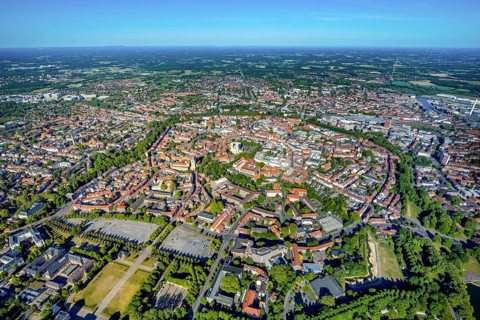 Aerial view, Old Town, Promenadenring, Cathedral St. Paul's Cathedral, Cathedral Square, Catholic