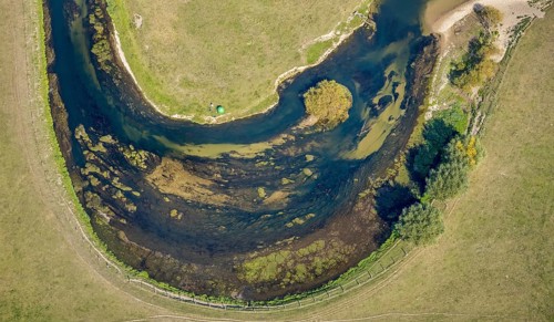 Aerial view, river Lippe, Lippe meadows, nature reserve, Lippborg, Lippetal, district Soest, North