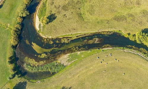Aerial view, river Lippe, Lippe meadows, nature reserve, Lippborg, Lippetal, district Soest, North